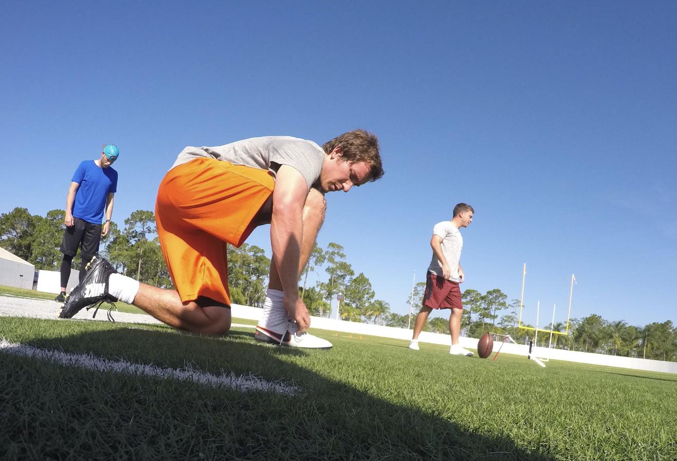Caleb Sturgis, Chris Boswell and Cairo Santos training in Daytona Beach with Coach Lundy