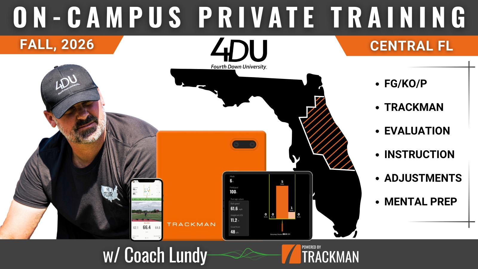 On-Campus Private Training Fall 2026 Central FL with Coach Lundy