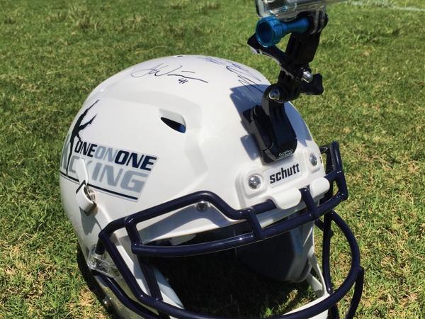 Helmet-mounted GoPro used to film reps