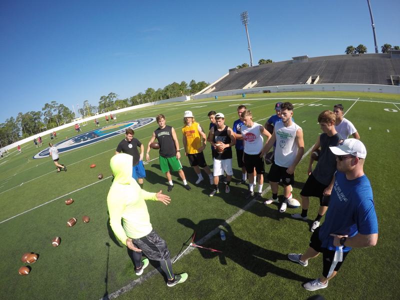 Coaching circle at Municipal Stadium