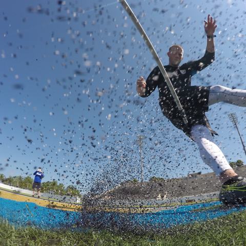 Chris Boswell through contact at Municipal Stadium